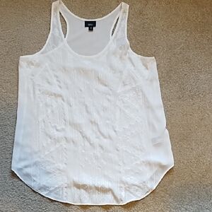 Mossino Tank Top Women's Size Medium Sheer Embroidered Beach Pool Cover Up White